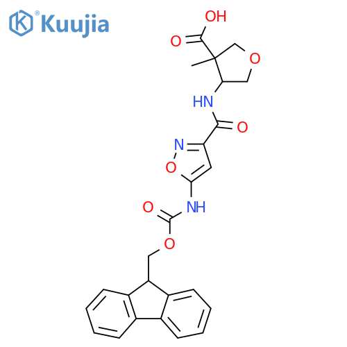 4-5-({(9H-fluoren-9-yl)methoxycarbonyl}amino)-1,2-oxazole-3-amido-3-methyloxolane-3-carboxylic acid structure