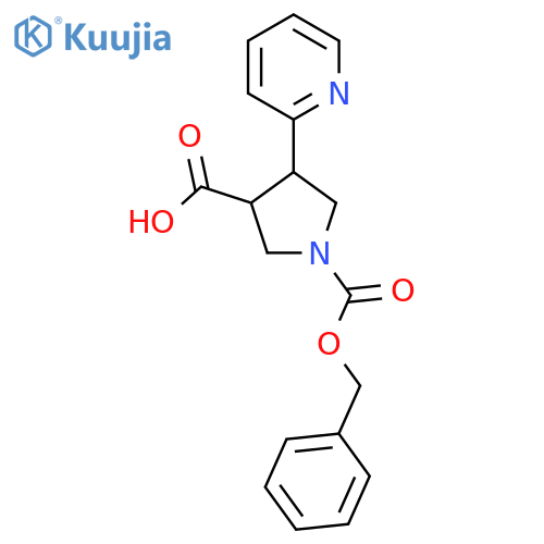 1-(benzyloxy)carbonyl-4-(pyridin-2-yl)pyrrolidine-3-carboxylic acid structure