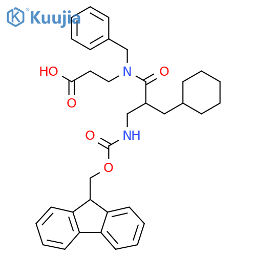 3-N-benzyl-2-(cyclohexylmethyl)-3-({(9H-fluoren-9-yl)methoxycarbonyl}amino)propanamidopropanoic acid structure