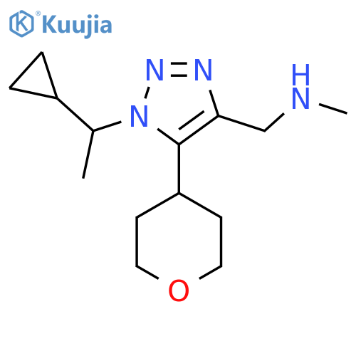 {1-(1-cyclopropylethyl)-5-(oxan-4-yl)-1H-1,2,3-triazol-4-ylmethyl}(methyl)amine structure