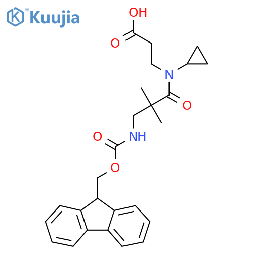 3-N-cyclopropyl-3-({(9H-fluoren-9-yl)methoxycarbonyl}amino)-2,2-dimethylpropanamidopropanoic acid structure