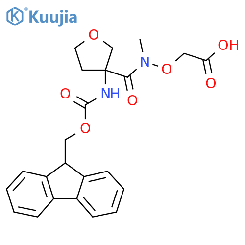 2-({1-3-({(9H-fluoren-9-yl)methoxycarbonyl}amino)oxolan-3-yl-N-methylformamido}oxy)acetic acid structure