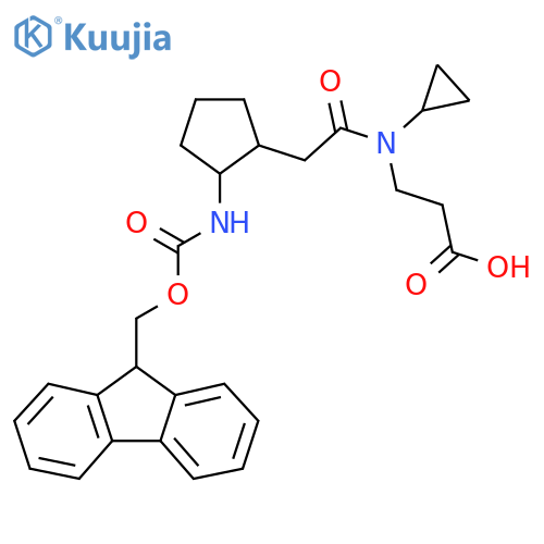 3-{N-cyclopropyl-2-2-({(9H-fluoren-9-yl)methoxycarbonyl}amino)cyclopentylacetamido}propanoic acid structure