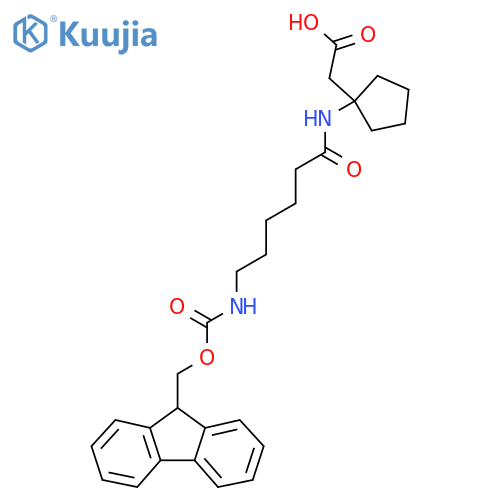 2-{1-6-({(9H-fluoren-9-yl)methoxycarbonyl}amino)hexanamidocyclopentyl}acetic acid structure