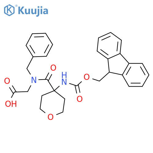 2-{N-benzyl-1-4-({(9H-fluoren-9-yl)methoxycarbonyl}amino)oxan-4-ylformamido}acetic acid structure