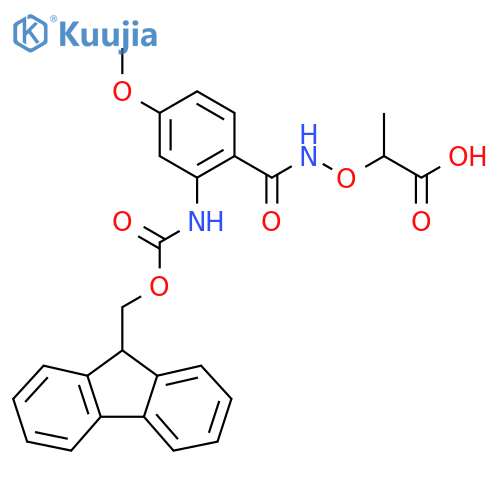 2-({2-({(9H-fluoren-9-yl)methoxycarbonyl}amino)-4-methoxyphenylformamido}oxy)propanoic acid structure