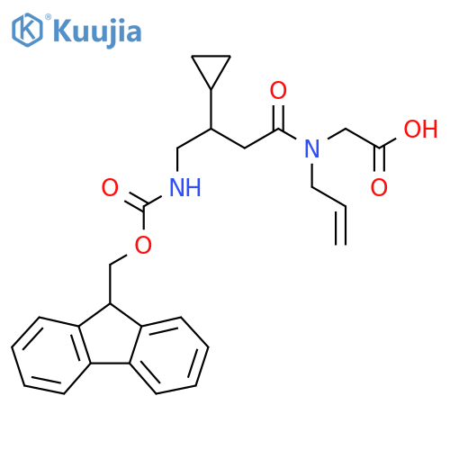 2-3-cyclopropyl-4-({(9H-fluoren-9-yl)methoxycarbonyl}amino)-N-(prop-2-en-1-yl)butanamidoacetic acid structure