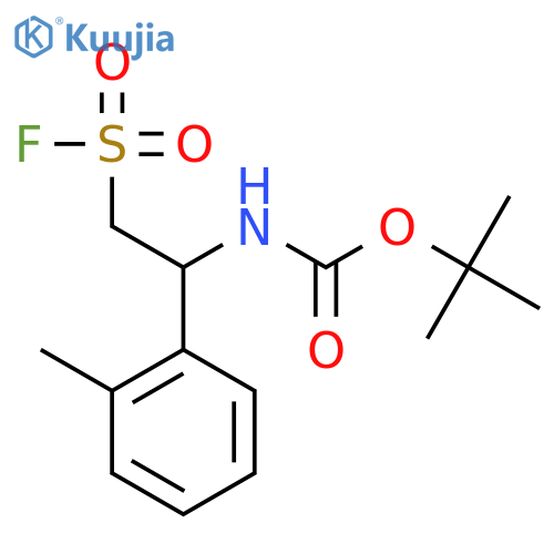 tert-butyl N-2-(fluorosulfonyl)-1-(2-methylphenyl)ethylcarbamate structure