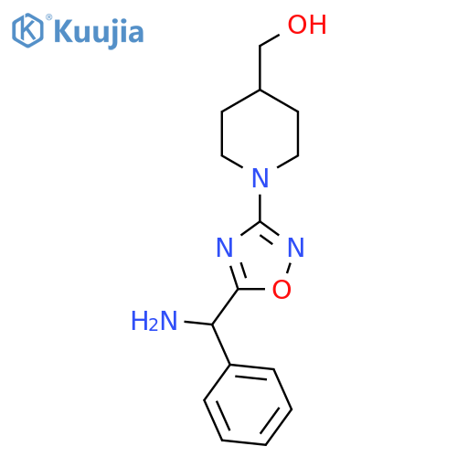 (1-{5-[Amino(phenyl)methyl]-1,2,4-oxadiazol-3-yl}piperidin-4-yl)methanol structure