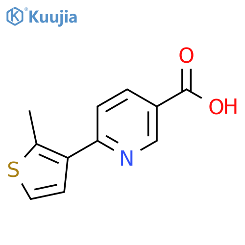 6-(2-methylthiophen-3-yl)pyridine-3-carboxylic acid structure