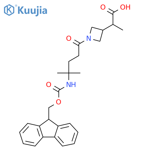 2-{1-4-({(9H-fluoren-9-yl)methoxycarbonyl}amino)-4-methylpentanoylazetidin-3-yl}propanoic acid structure