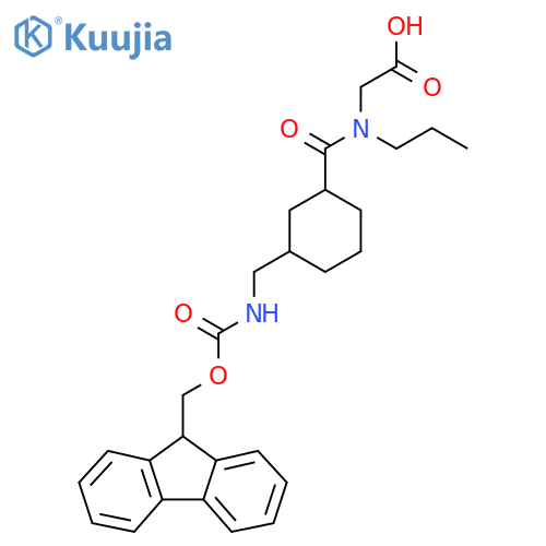 2-(1-{3-({(9H-fluoren-9-yl)methoxycarbonyl}amino)methylcyclohexyl}-N-propylformamido)acetic acid structure