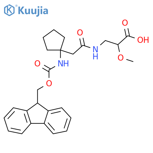 3-{2-1-({(9H-fluoren-9-yl)methoxycarbonyl}amino)cyclopentylacetamido}-2-methoxypropanoic acid structure
