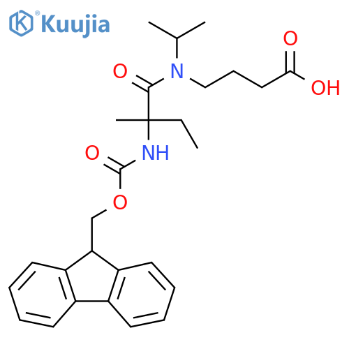 4-2-({(9H-fluoren-9-yl)methoxycarbonyl}amino)-2-methyl-N-(propan-2-yl)butanamidobutanoic acid structure