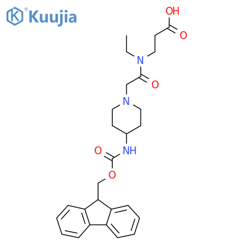3-{N-ethyl-2-4-({(9H-fluoren-9-yl)methoxycarbonyl}amino)piperidin-1-ylacetamido}propanoic acid structure