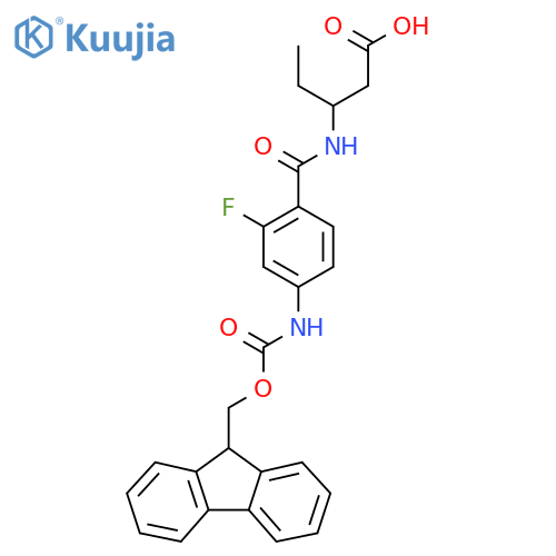 3-{4-({(9H-fluoren-9-yl)methoxycarbonyl}amino)-2-fluorophenylformamido}pentanoic acid structure