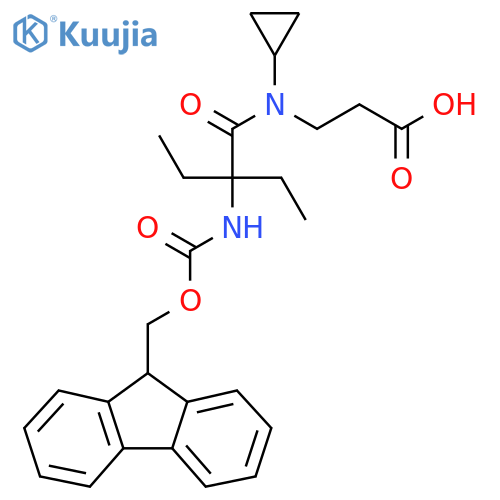 3-N-cyclopropyl-2-ethyl-2-({(9H-fluoren-9-yl)methoxycarbonyl}amino)butanamidopropanoic acid structure