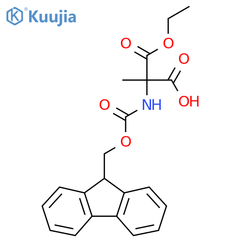 3-ethoxy-2-{(9H-fluoren-9-ylmethoxy)carbonylamino}-2-methyl-3-oxopropanoic acid structure