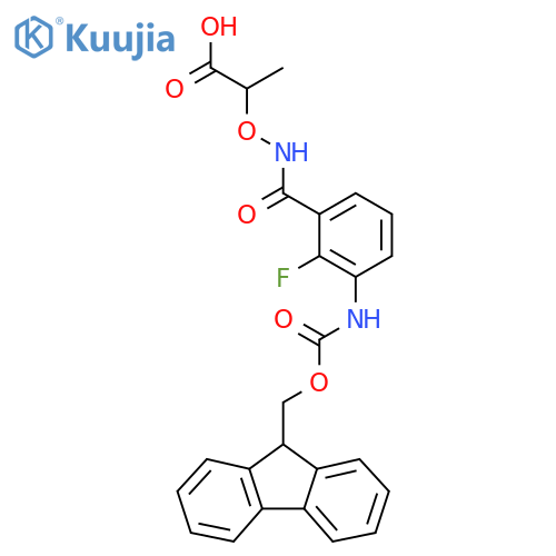 2-({3-({(9H-fluoren-9-yl)methoxycarbonyl}amino)-2-fluorophenylformamido}oxy)propanoic acid structure