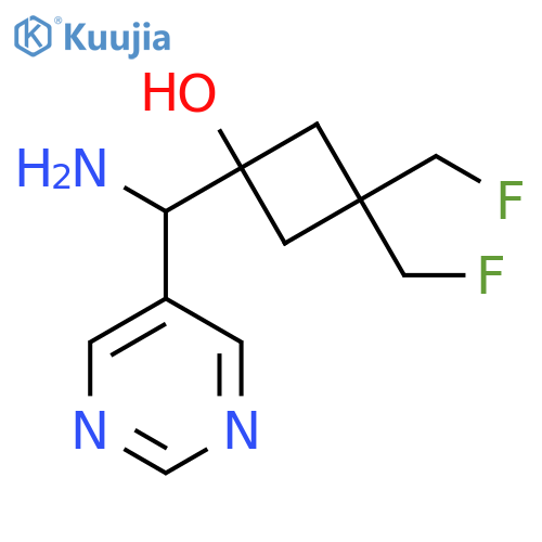 1-amino(pyrimidin-5-yl)methyl-3,3-bis(fluoromethyl)cyclobutan-1-ol structure