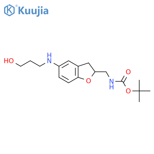 tert-butyl N-({5-(3-hydroxypropyl)amino-2,3-dihydro-1-benzofuran-2-yl}methyl)carbamate structure