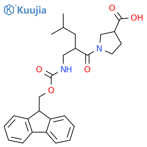 1-{2-({(9H-fluoren-9-yl)methoxycarbonyl}amino)methyl-4-methylpentanoyl}pyrrolidine-3-carboxylic acid structure