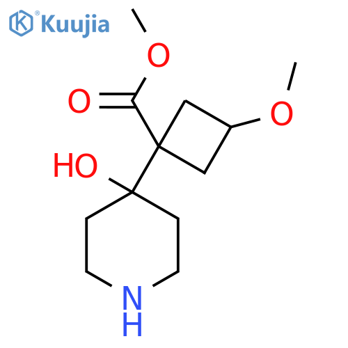 methyl 1-(4-hydroxypiperidin-4-yl)-3-methoxycyclobutane-1-carboxylate structure