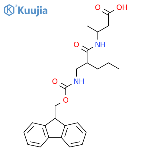 3-{2-({(9H-fluoren-9-yl)methoxycarbonyl}amino)methylpentanamido}butanoic acid structure
