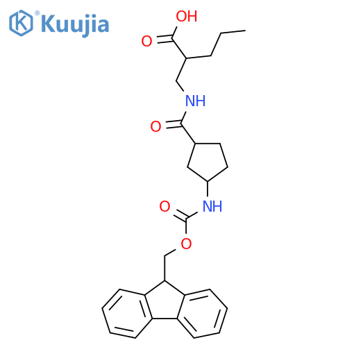 2-({3-({(9H-fluoren-9-yl)methoxycarbonyl}amino)cyclopentylformamido}methyl)pentanoic acid structure