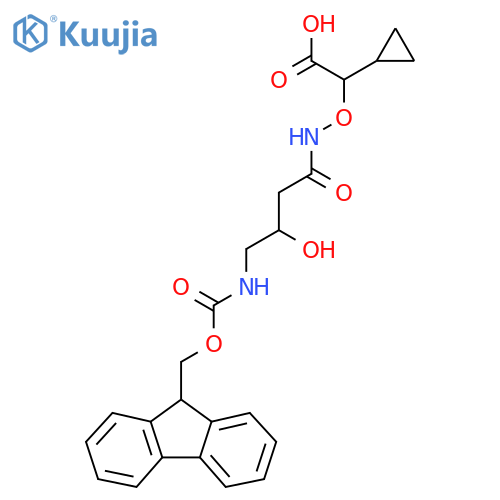 2-cyclopropyl-2-{4-({(9H-fluoren-9-yl)methoxycarbonyl}amino)-3-hydroxybutanamidooxy}acetic acid structure