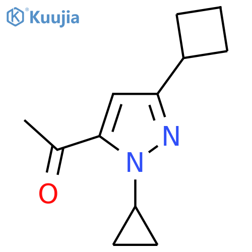 1-(3-cyclobutyl-1-cyclopropyl-1H-pyrazol-5-yl)ethan-1-one structure
