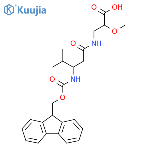 3-3-({(9H-fluoren-9-yl)methoxycarbonyl}amino)-4-methylpentanamido-2-methoxypropanoic acid structure