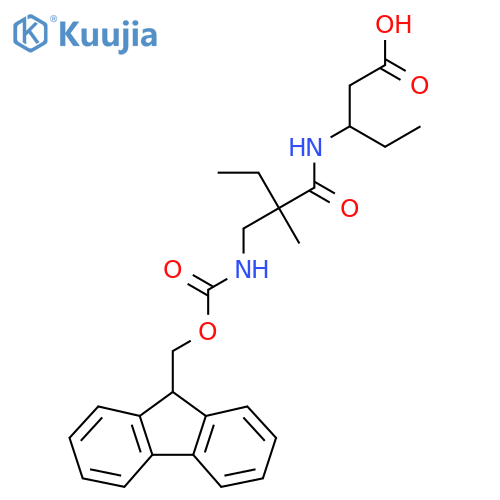 3-{2-({(9H-fluoren-9-yl)methoxycarbonyl}amino)methyl-2-methylbutanamido}pentanoic acid structure