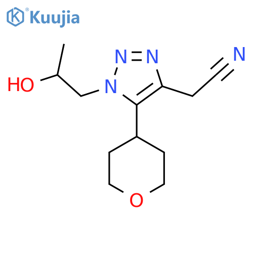 2-1-(2-hydroxypropyl)-5-(oxan-4-yl)-1H-1,2,3-triazol-4-ylacetonitrile structure