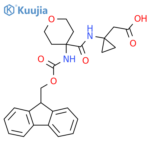 2-{1-4-({(9H-fluoren-9-yl)methoxycarbonyl}amino)oxane-4-amidocyclopropyl}acetic acid structure