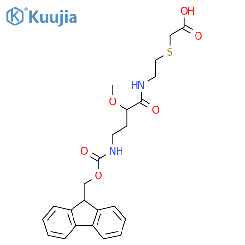 2-({2-4-({(9H-fluoren-9-yl)methoxycarbonyl}amino)-2-methoxybutanamidoethyl}sulfanyl)acetic acid structure