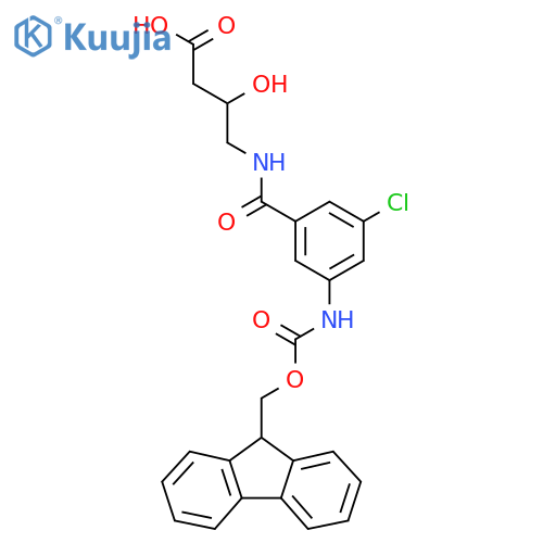 4-{3-chloro-5-({(9H-fluoren-9-yl)methoxycarbonyl}amino)phenylformamido}-3-hydroxybutanoic acid structure