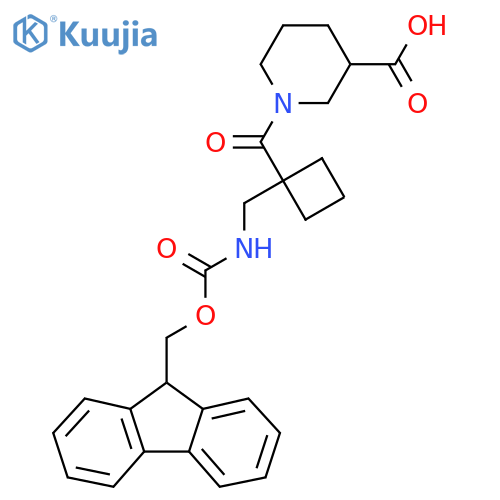 1-{1-({(9H-fluoren-9-yl)methoxycarbonyl}amino)methylcyclobutanecarbonyl}piperidine-3-carboxylic acid structure