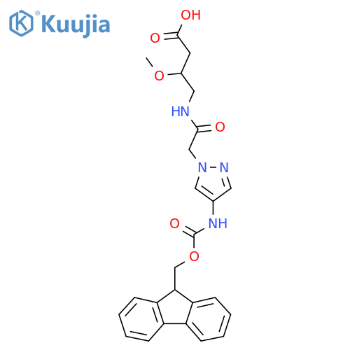 4-{2-4-({(9H-fluoren-9-yl)methoxycarbonyl}amino)-1H-pyrazol-1-ylacetamido}-3-methoxybutanoic acid structure