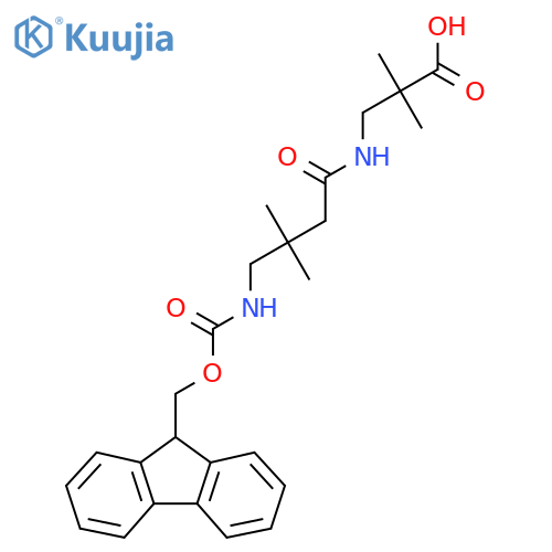 3-4-({(9H-fluoren-9-yl)methoxycarbonyl}amino)-3,3-dimethylbutanamido-2,2-dimethylpropanoic acid structure