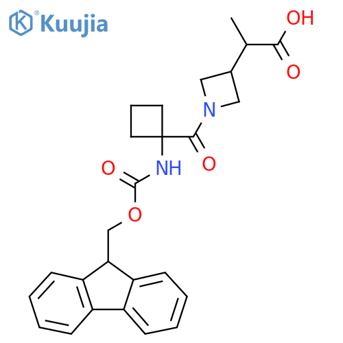 2-{1-1-({(9H-fluoren-9-yl)methoxycarbonyl}amino)cyclobutanecarbonylazetidin-3-yl}propanoic acid structure