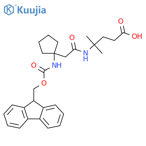4-{2-1-({(9H-fluoren-9-yl)methoxycarbonyl}amino)cyclopentylacetamido}-4-methylpentanoic acid structure