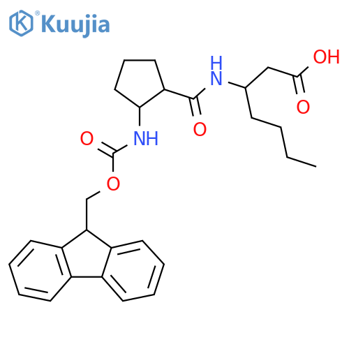 3-{2-({(9H-fluoren-9-yl)methoxycarbonyl}amino)cyclopentylformamido}heptanoic acid structure