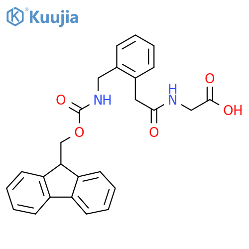 2-(2-{2-({(9H-fluoren-9-yl)methoxycarbonyl}amino)methylphenyl}acetamido)acetic acid structure