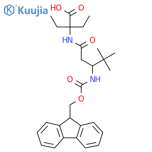 2-ethyl-2-3-({(9H-fluoren-9-yl)methoxycarbonyl}amino)-4,4-dimethylpentanamidobutanoic acid structure