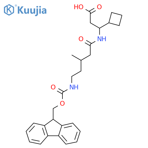 3-cyclobutyl-3-5-({(9H-fluoren-9-yl)methoxycarbonyl}amino)-3-methylpentanamidopropanoic acid structure