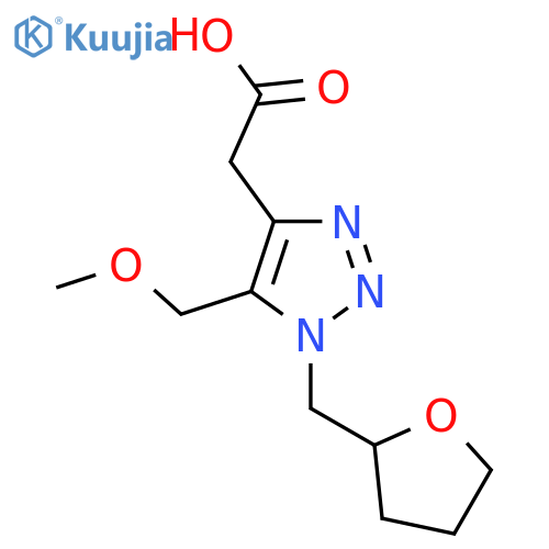 2-5-(methoxymethyl)-1-(oxolan-2-ylmethyl)-1H-1,2,3-triazol-4-ylacetic acid structure
