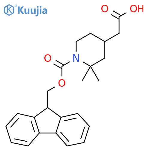 2-(1-{(9H-fluoren-9-yl)methoxycarbonyl}-2,2-dimethylpiperidin-4-yl)acetic acid structure