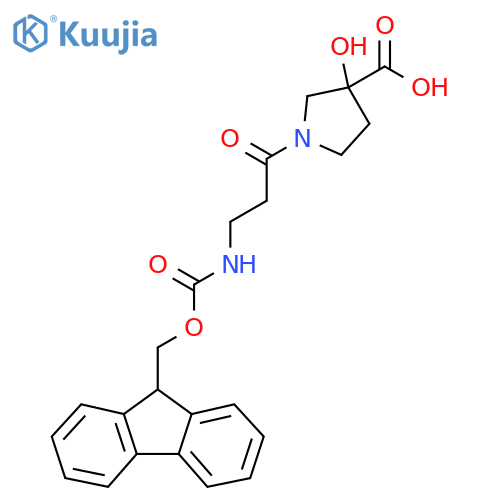 1-3-({(9H-fluoren-9-yl)methoxycarbonyl}amino)propanoyl-3-hydroxypyrrolidine-3-carboxylic acid structure