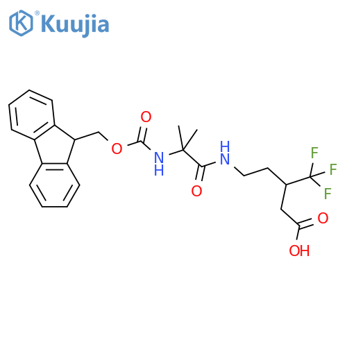 5-2-({(9H-fluoren-9-yl)methoxycarbonyl}amino)-2-methylpropanamido-3-(trifluoromethyl)pentanoic acid structure